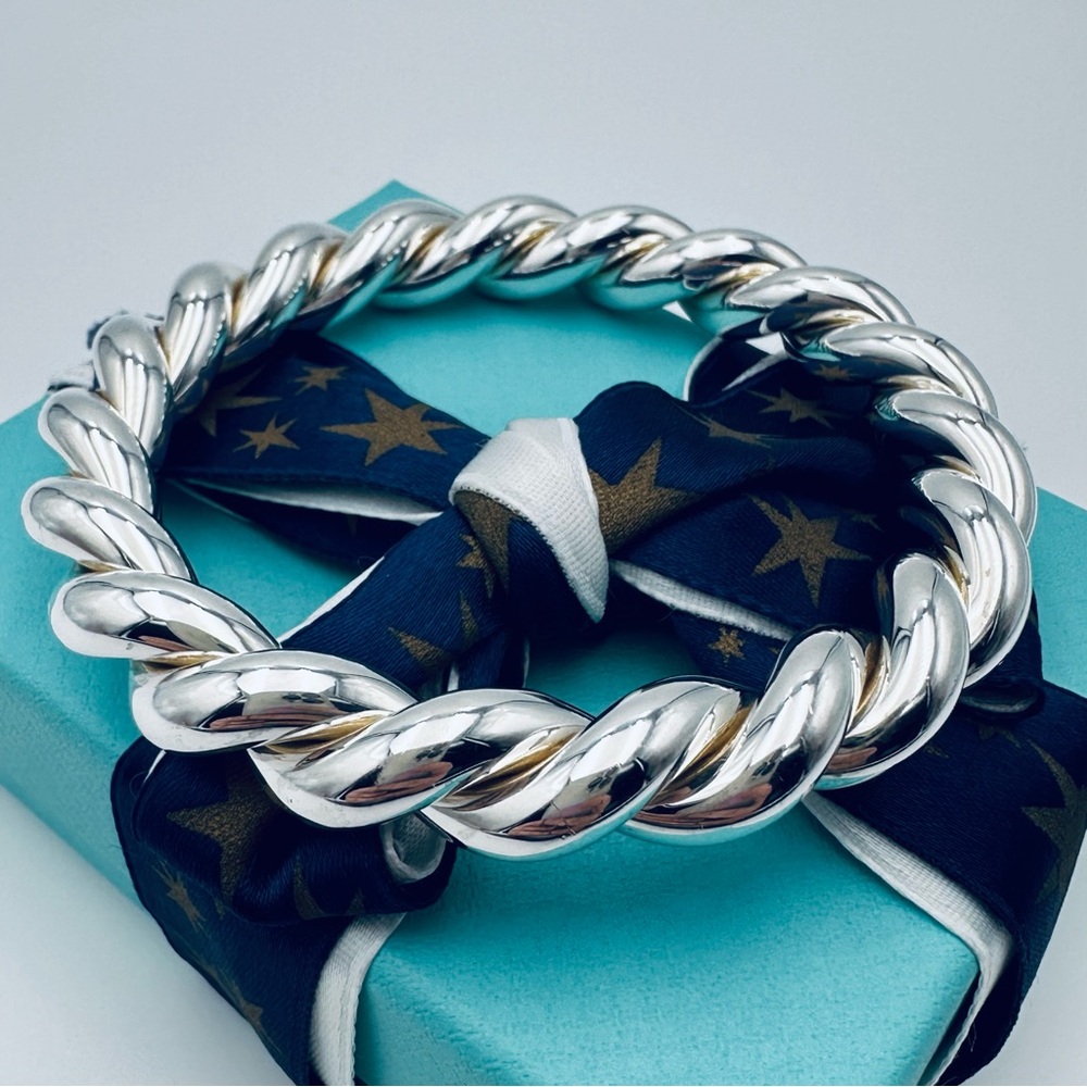 RARE Tiffany & Co. Vintage Twist Bangle Bracelet in Sterling Silver w Packaging - Picture 5 of 12